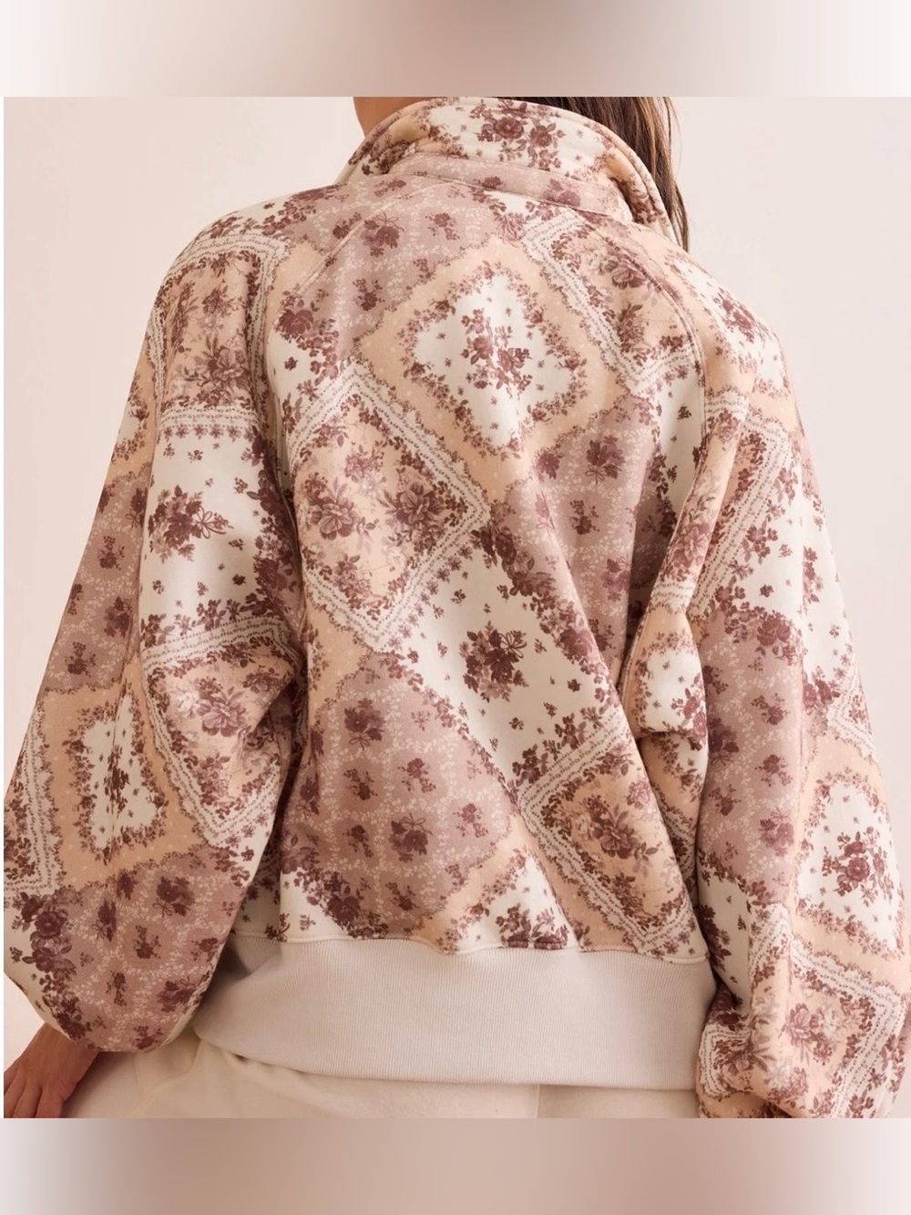 NEW Altar’d State AS Revival Brown Floral Balloon Sleeve Pullover Size Small NWT